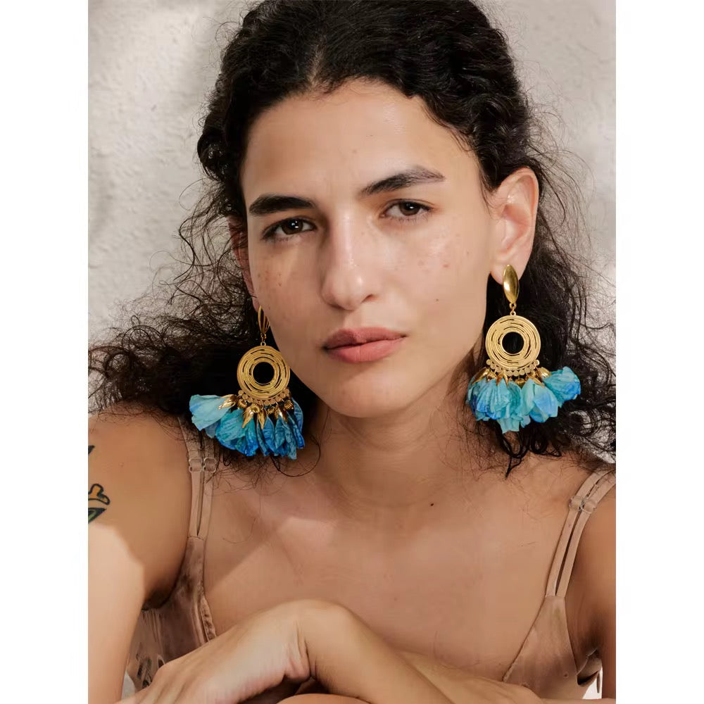 Fairy Blue Stone Gold Earrings – view 3 | C'Bella Jewelry