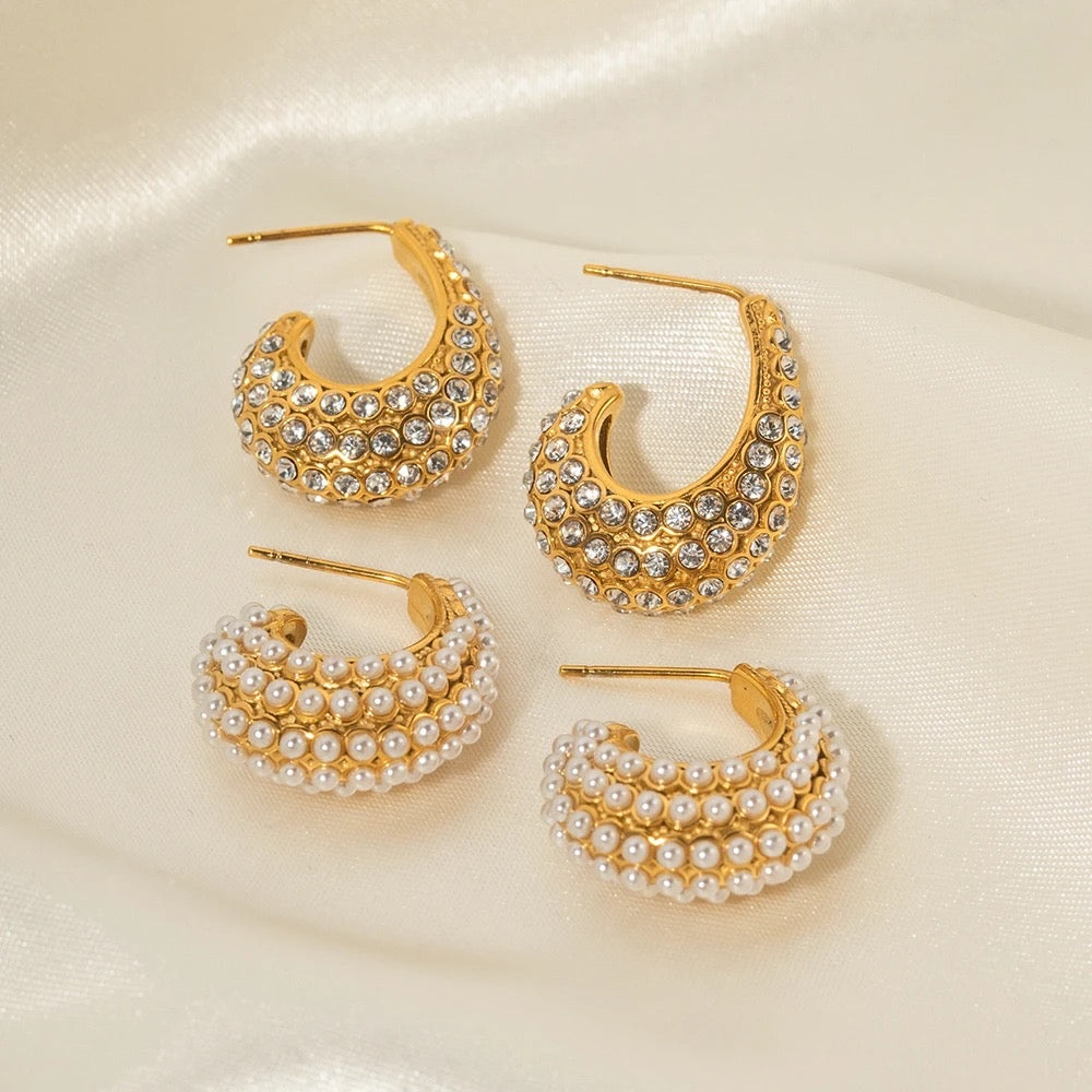 Pearls & Zirconia CC Earring