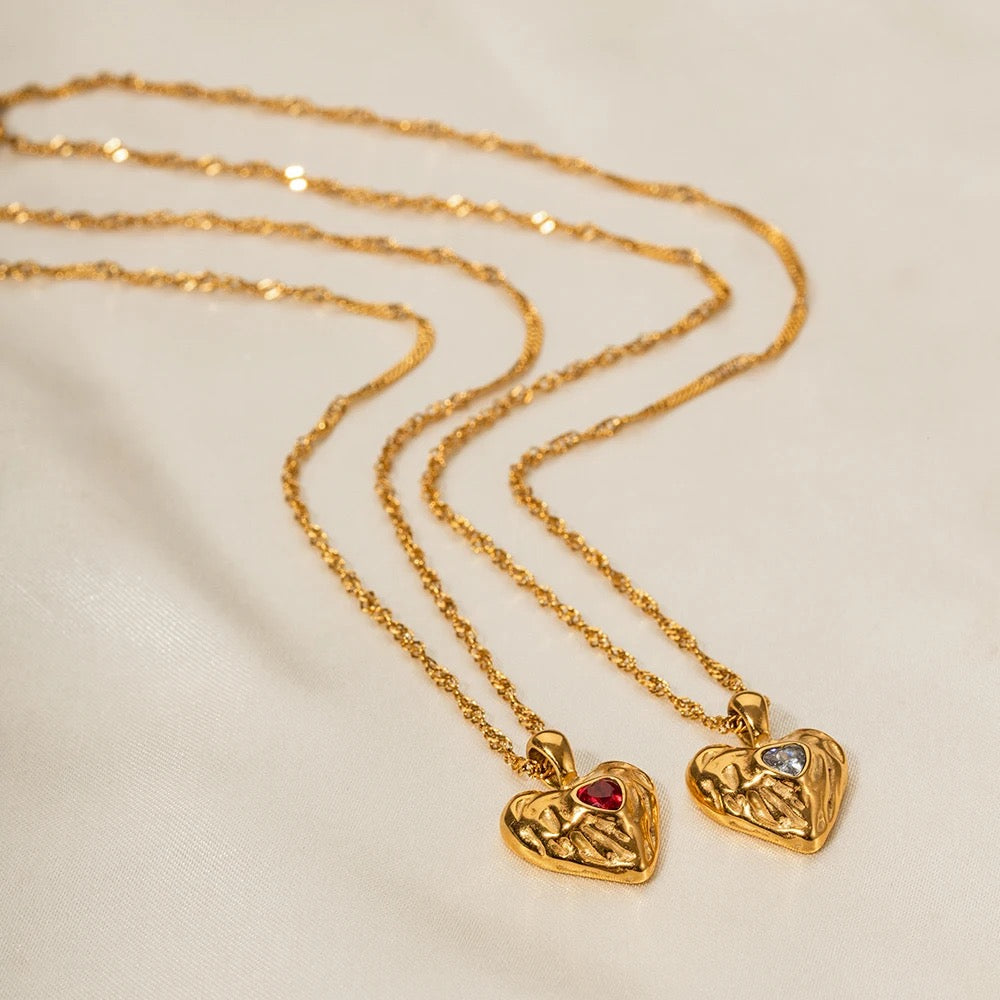 Lava Stone Heart Gold Necklace – view 2 | C'Bella Jewelry