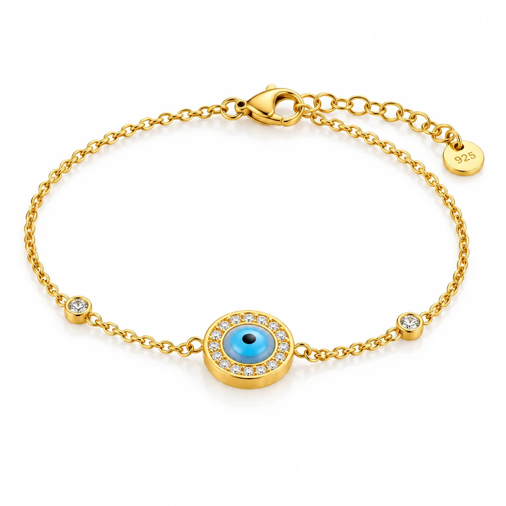Evil Eye Pearl Charm Bracelet – waterproof gold bracelet by C'Bella Jewelry