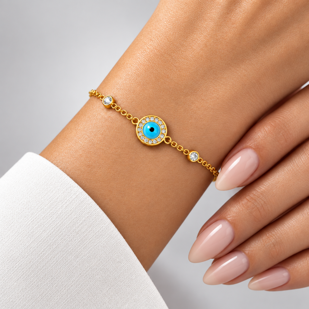 Evil Eye Pearl Charm Bracelet by C'Bella Jewelry – view 1