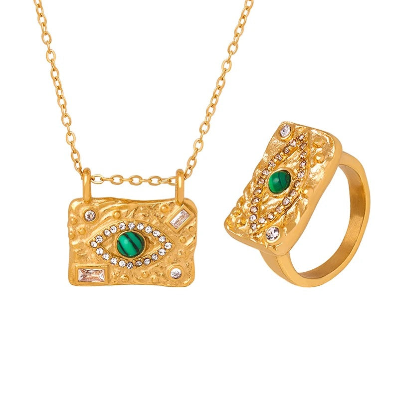 Cleopatra Gold Statement Necklace – waterproof 18K gold plated stainless steel by C'Bella Jewelry