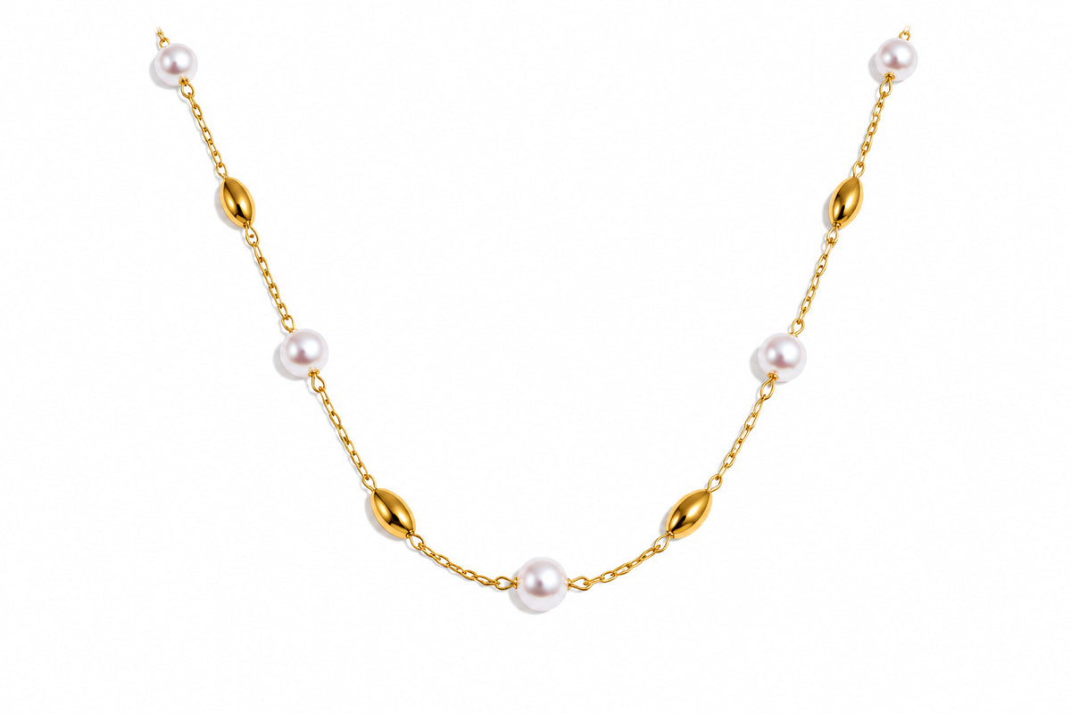 Pearl Steel Beaded Necklace – necklace, alternate view 3