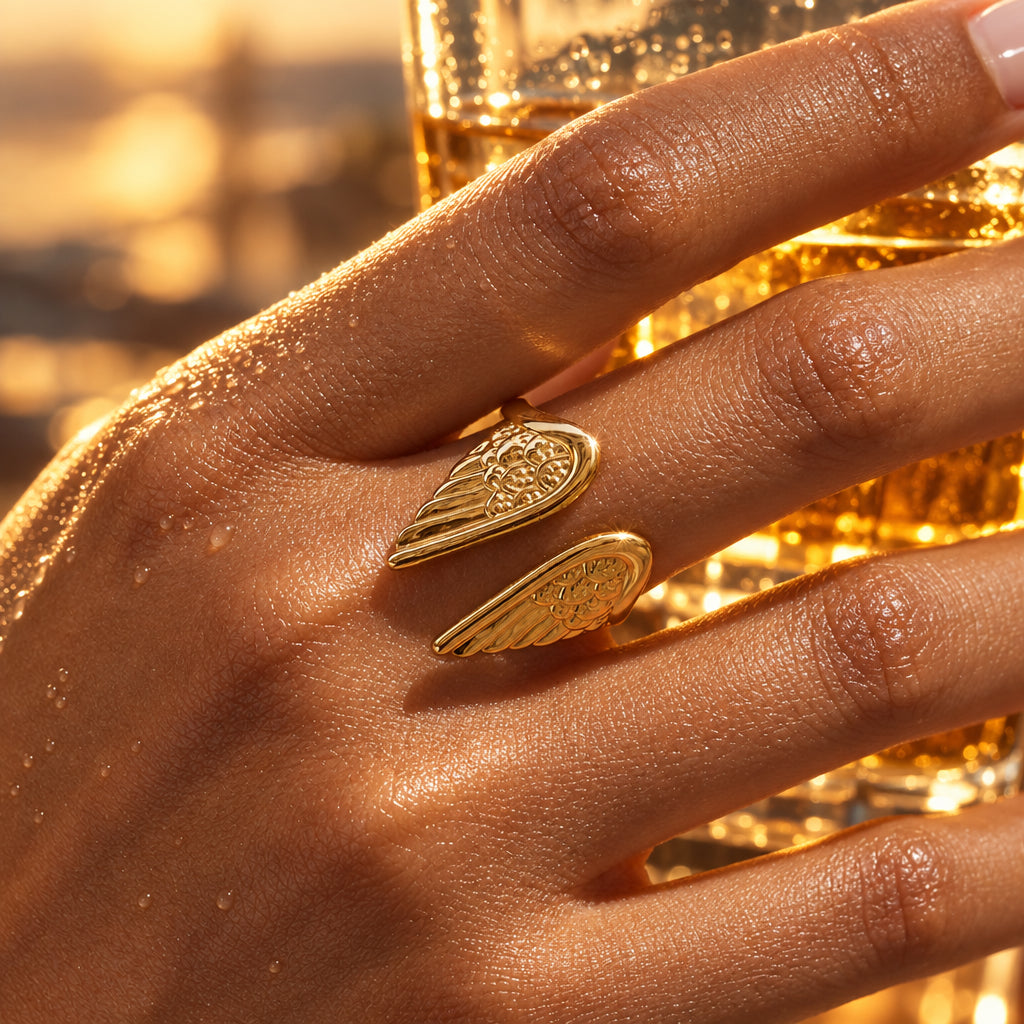 Angel Wings Ring – waterproof stainless steel ring by C'Bella Jewelry