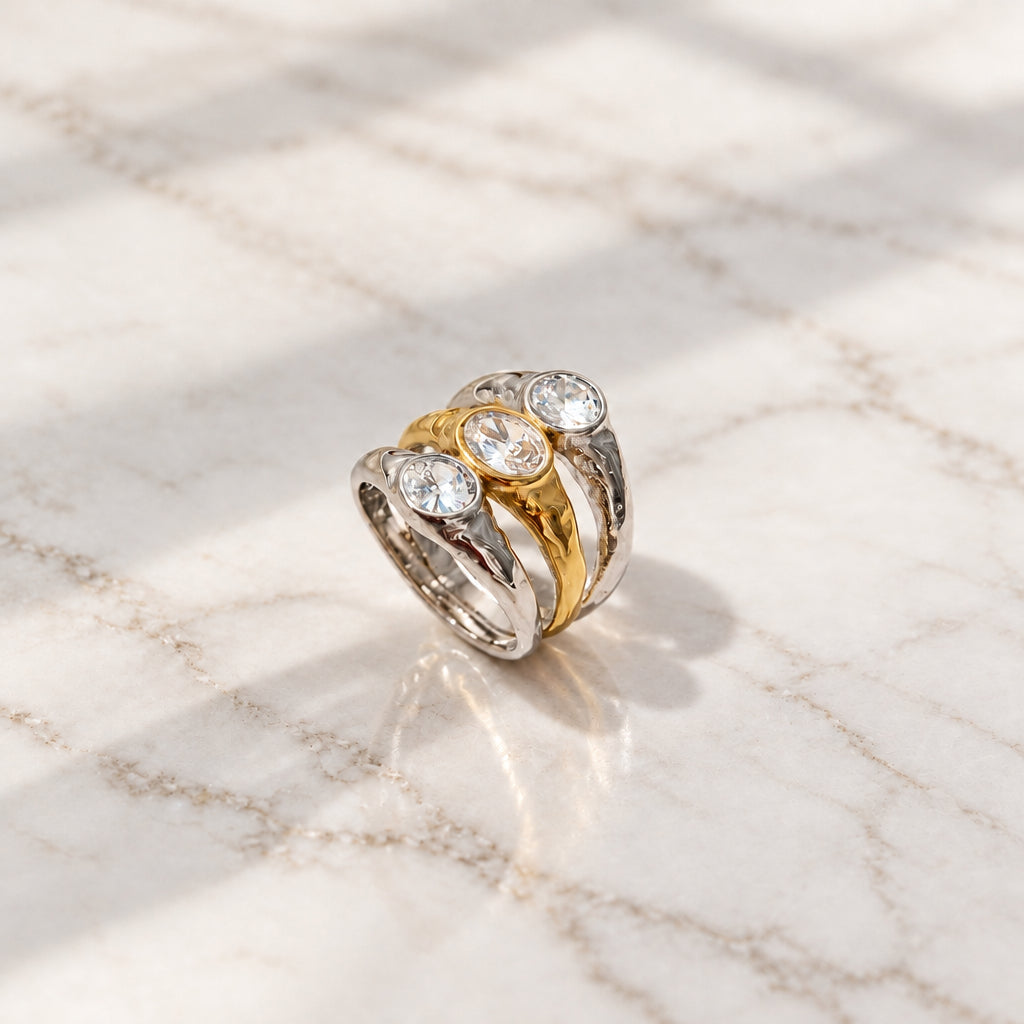 Two Tone Layered Zircon Ring – ring, alternate view 3