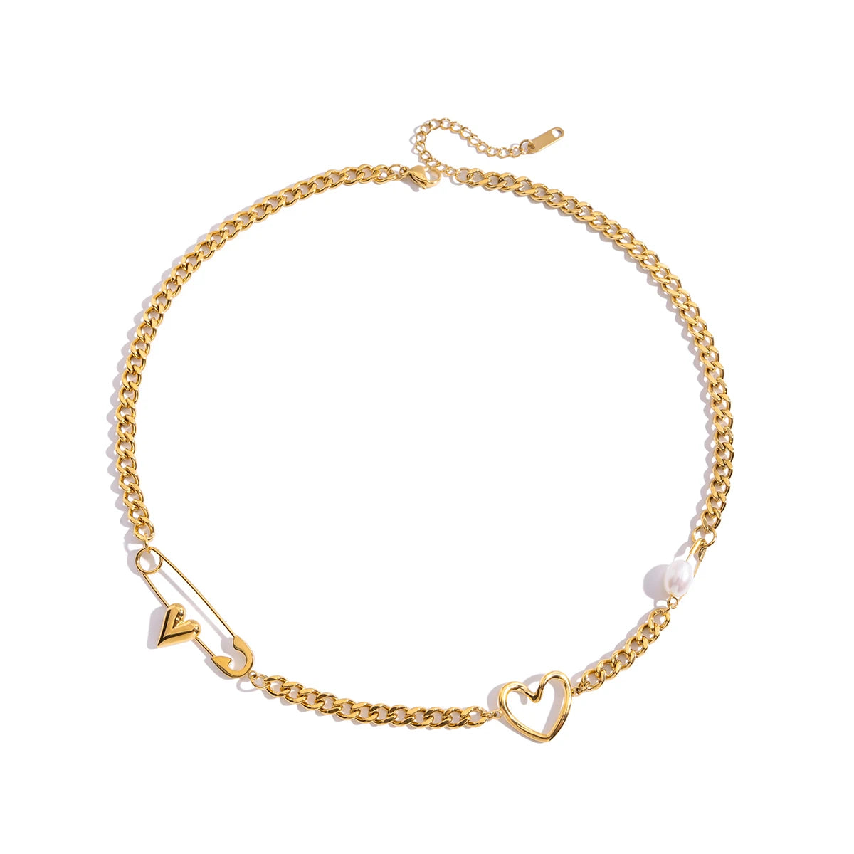 Pearl Paper Clip Necklace – waterproof stainless steel necklace by C'Bella Jewelry
