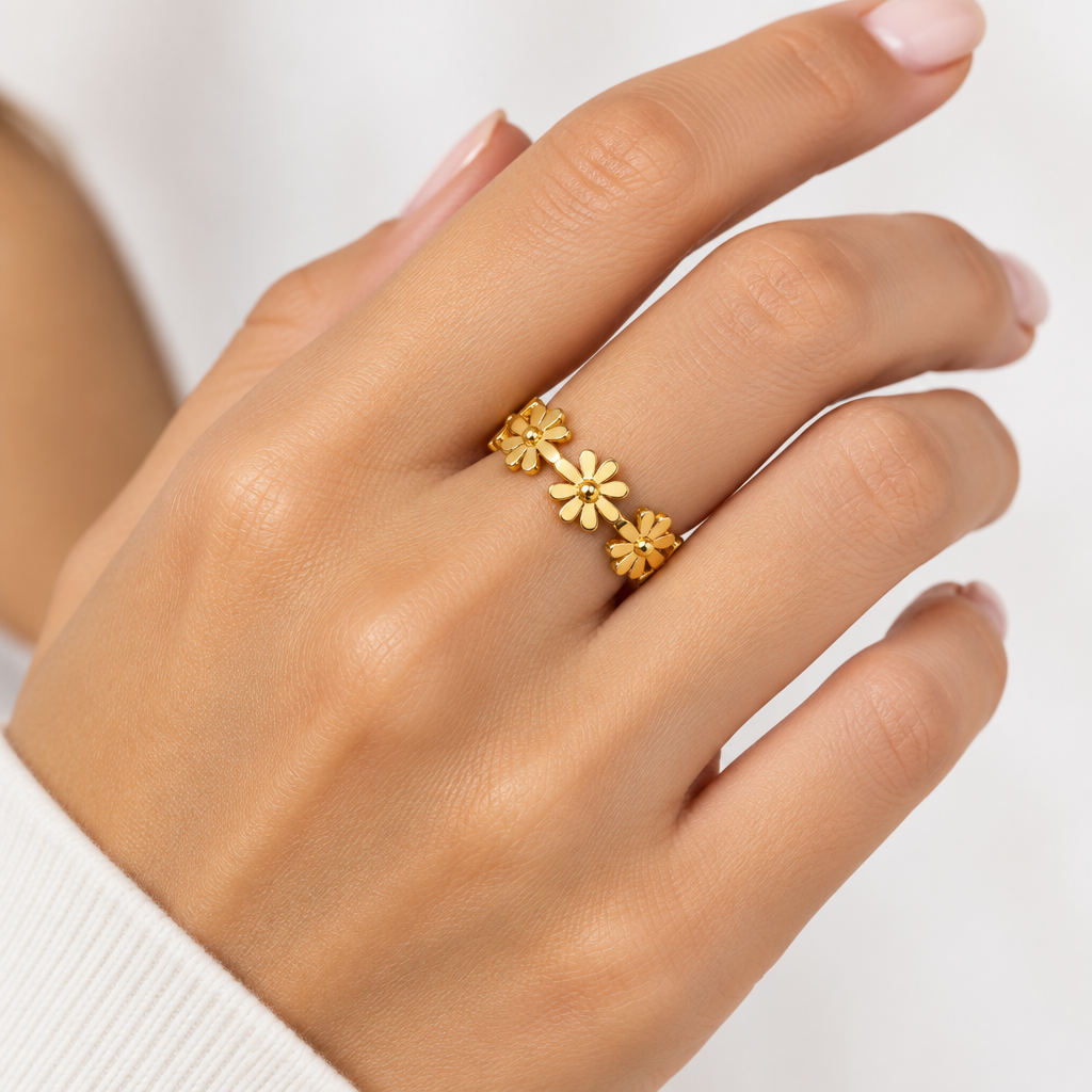 Daisy Ring – gold flower ring by C'Bella Jewelry