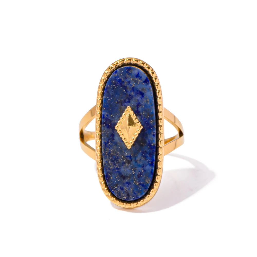Lapis Stone Ring – waterproof stainless steel ring by C'Bella Jewelry