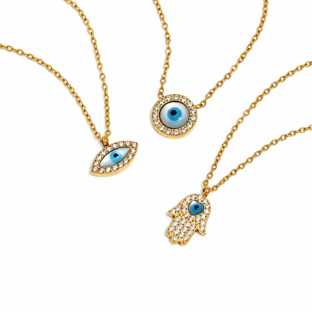 Evil eye and hamsa hand necklaces by C'Bella Jewelry