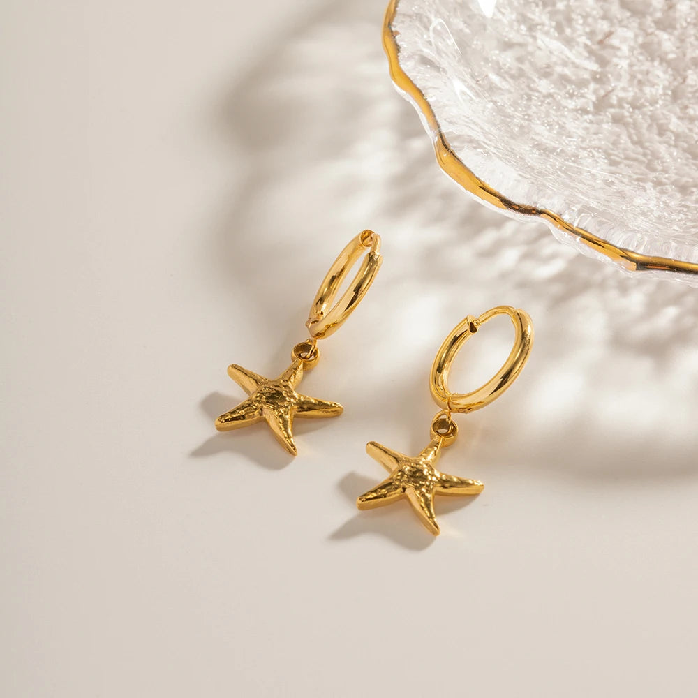 Starfish Gold Stud Earrings – view 2 | C'Bella Jewelry