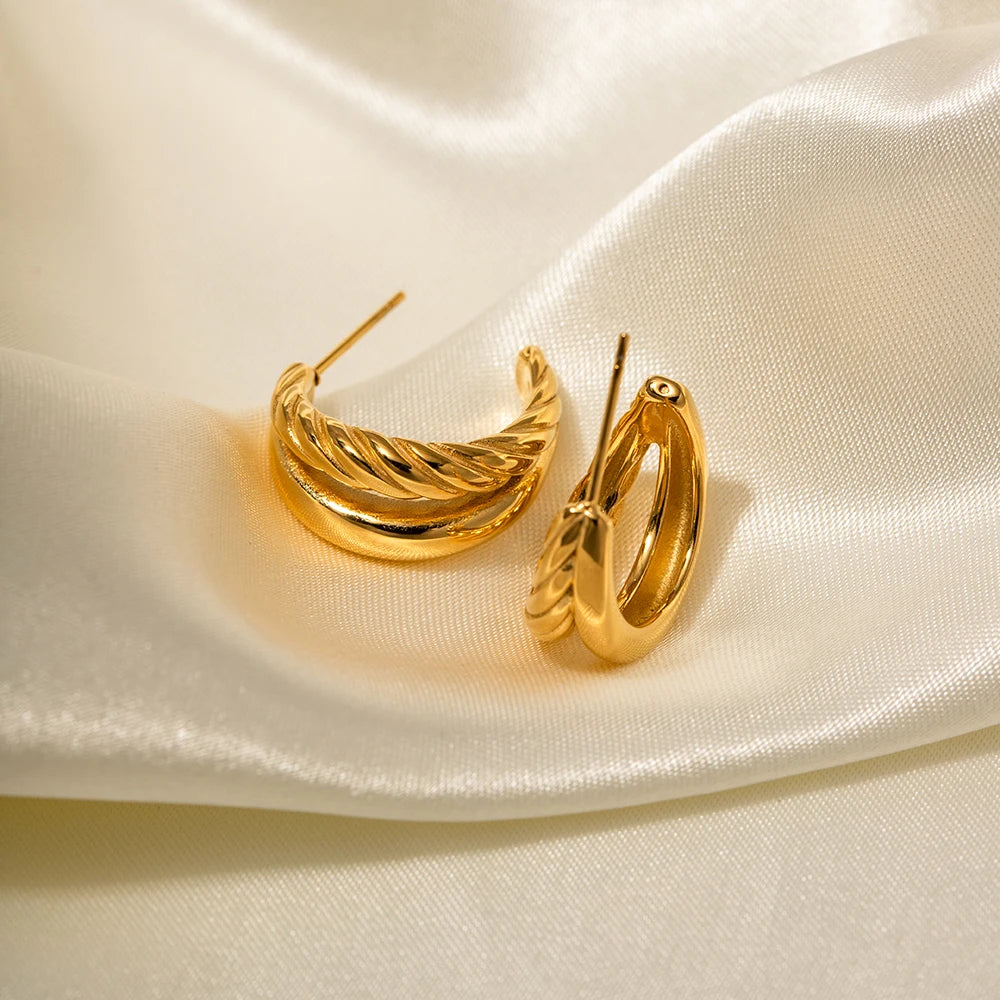 Evelyn Gold Statement Earrings – view 2 | C'Bella Jewelry