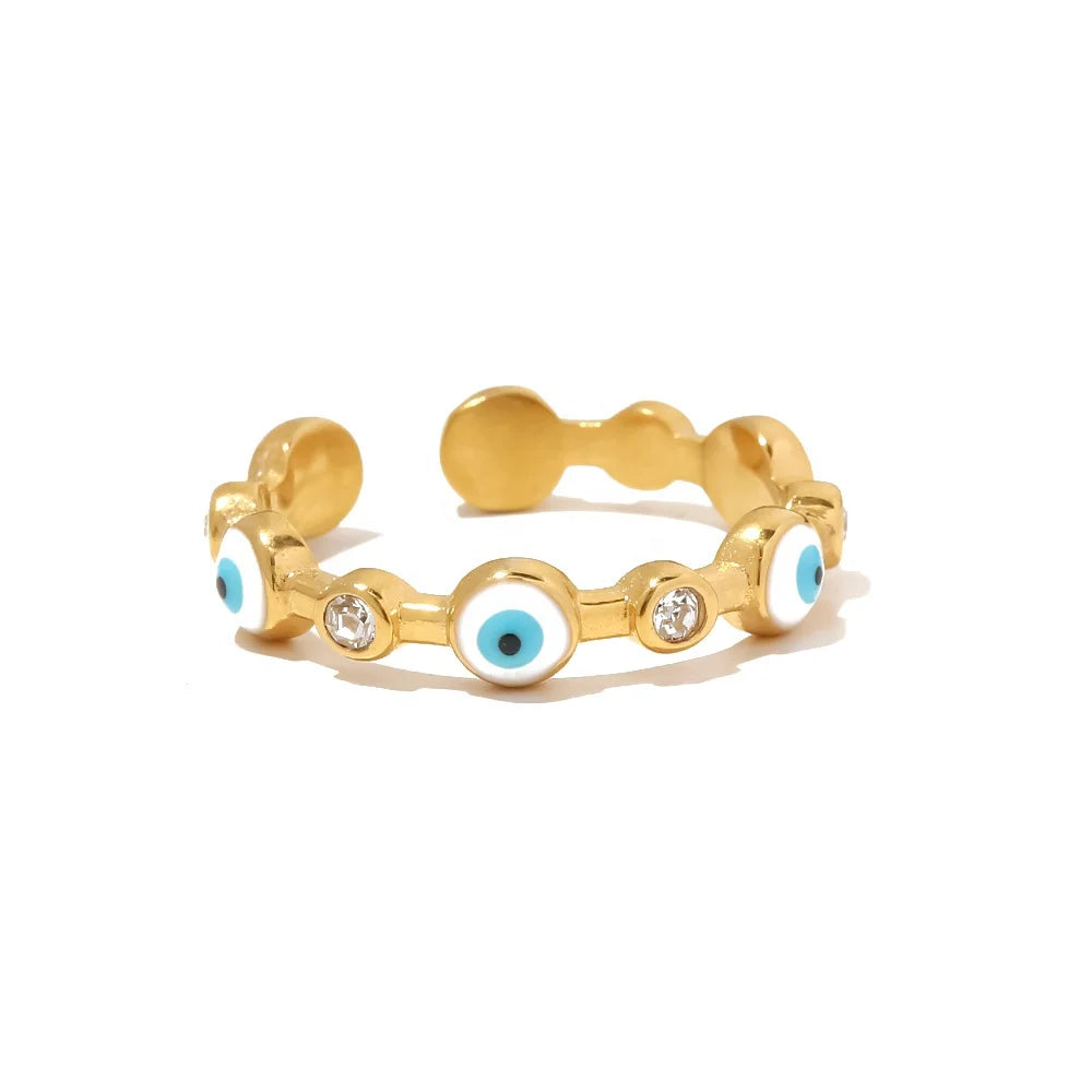 Evil Eyes Zircon Ring – waterproof stainless steel ring by C'Bella Jewelry