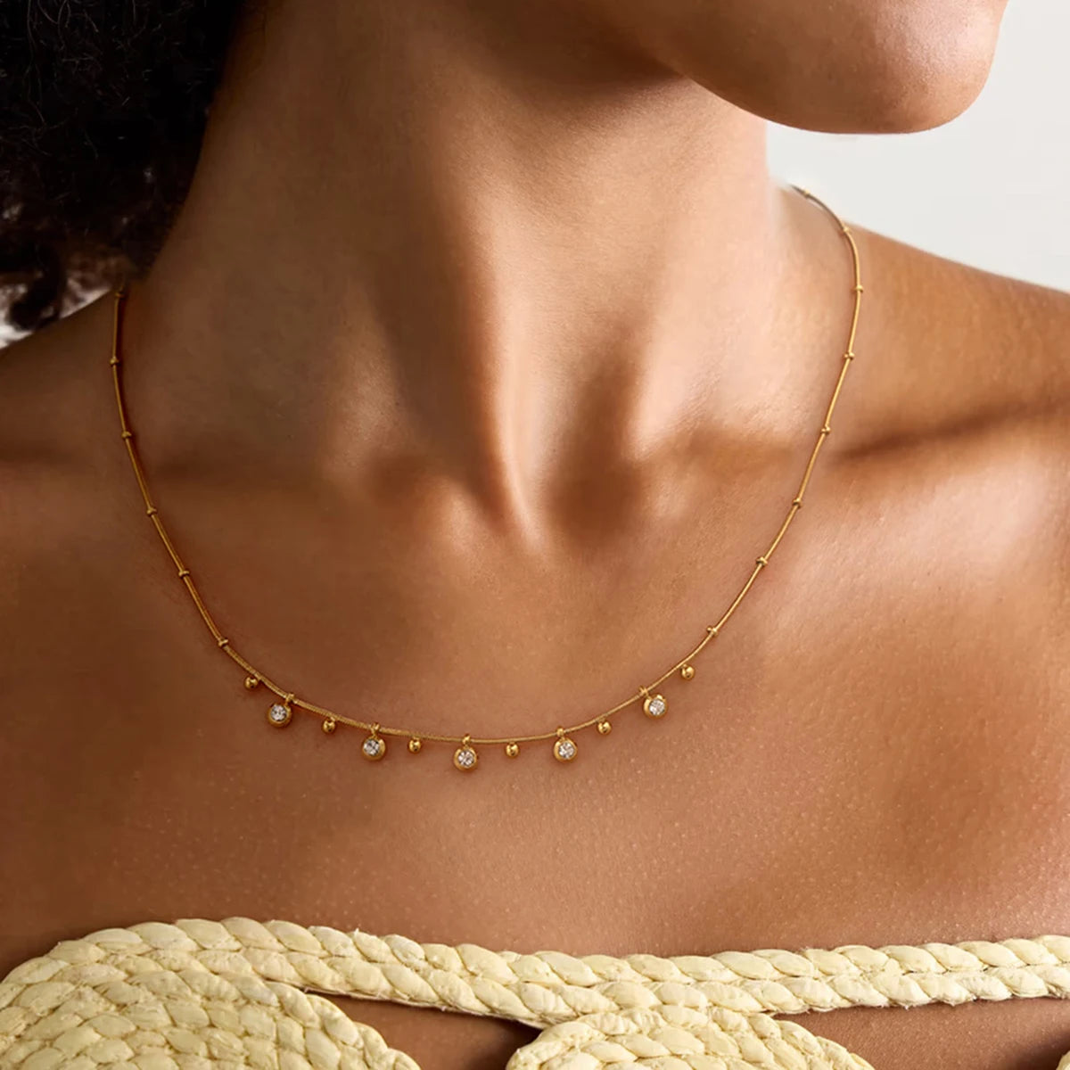 Round Zircon Necklace – waterproof stainless steel necklace by C'Bella Jewelry