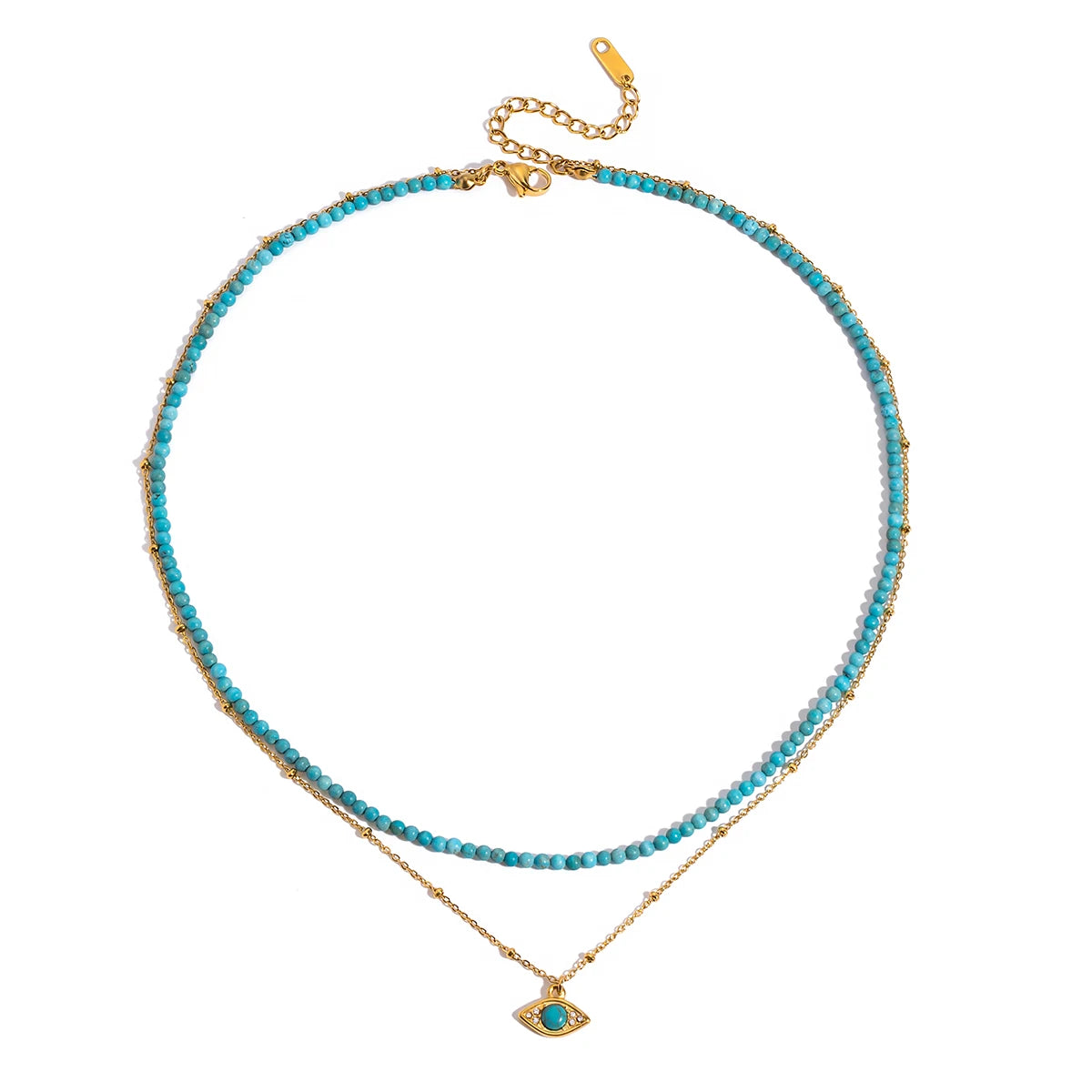 Evil Eye Double Layer Necklace – waterproof stainless steel necklace by C'Bella Jewelry