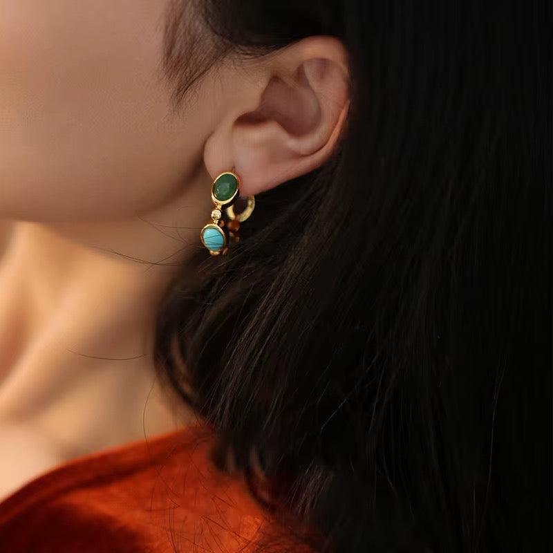 Lapis Lazuli Gold Hoop Earrings – view 4 | C'Bella Jewelry