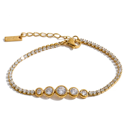Waterproof gold tennis bracelet by C'Bella Jewelry