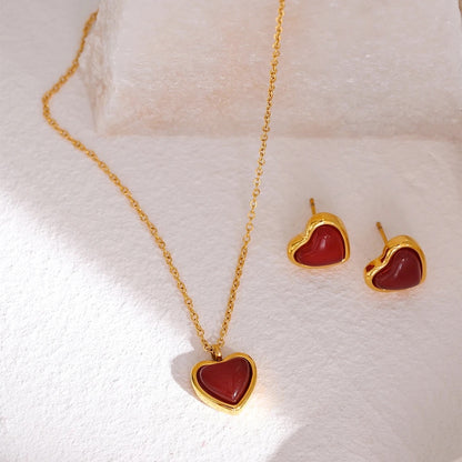 Agate Love Heart Gold Necklace – view 2 | C'Bella Jewelry