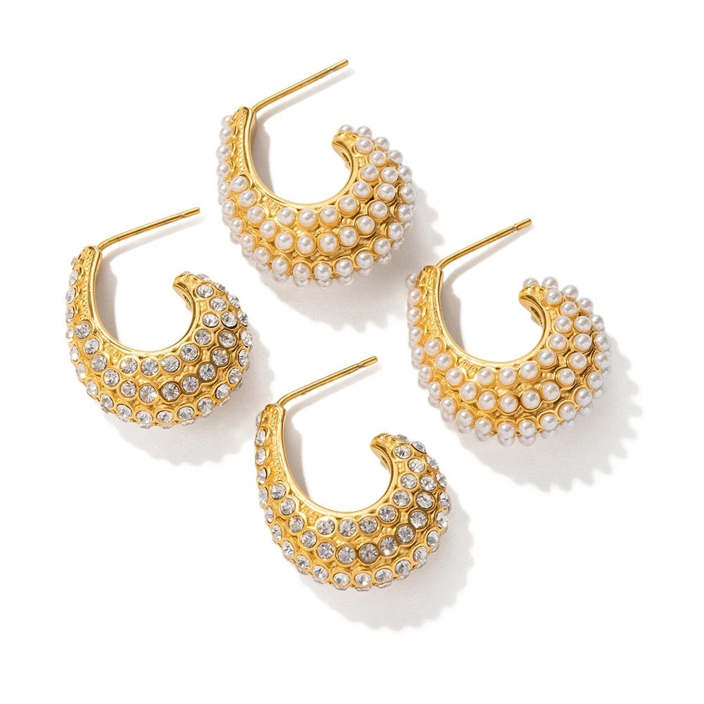 Pearls & Zirconia CC Earring