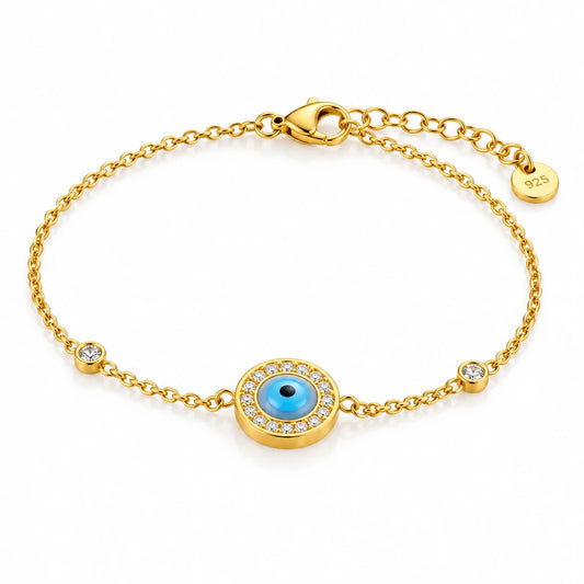 Evil Eye Pearl Charm Bracelet – waterproof gold bracelet by C'Bella Jewelry