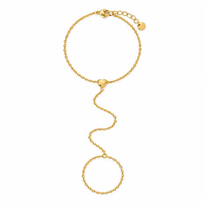 Cora Hand Chain – waterproof 18K gold plated heart hand chain by C'Bella Jewelry