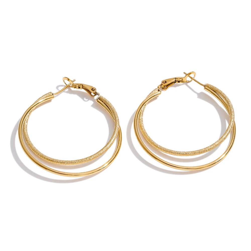 Double Hoop Drop Earrings – waterproof earrings by C'Bella Jewelry
