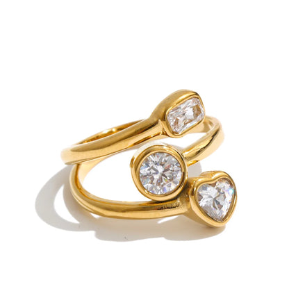 Heart Crossover Ring – waterproof adjustable ring by C'Bella Jewelry