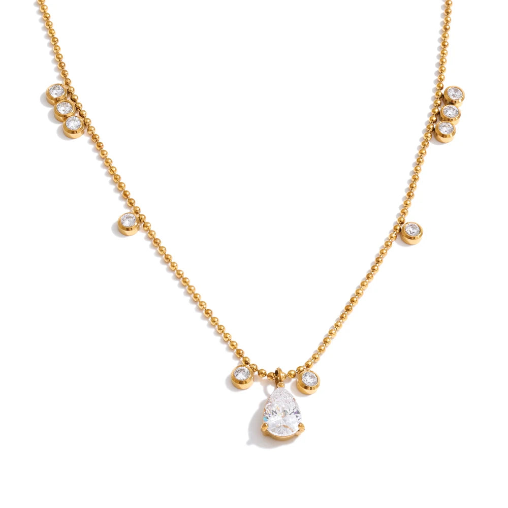 Teardrop Pendant Necklace – waterproof gold necklace by C'Bella Jewelry