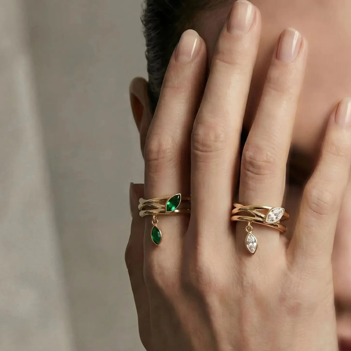 Twist Marquise Ring – waterproof gold ring by C'Bella Jewelry