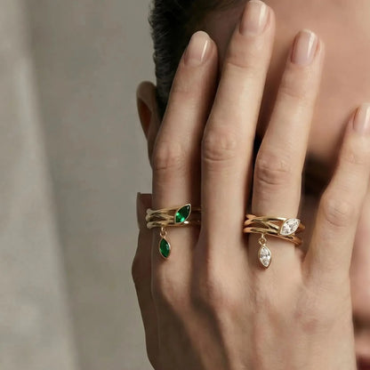 Twist Marquise Ring – waterproof gold ring by C'Bella Jewelry