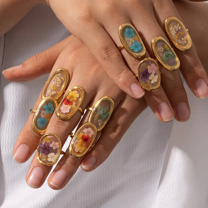 Pressed Flower Ring – adjustable boho ring by C'Bella Jewelry
