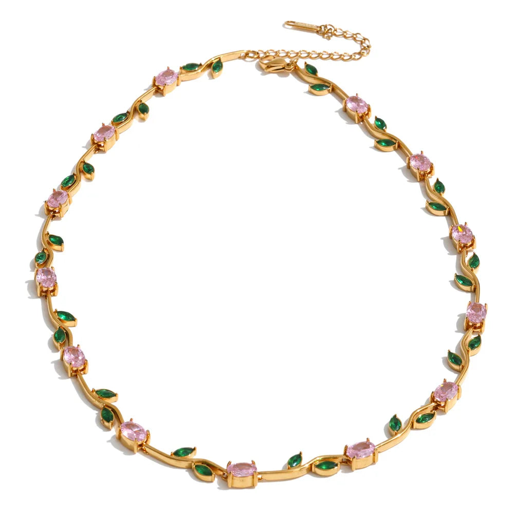 Blossom Zircon Set – waterproof necklace and bracelet set by C'Bella Jewelry