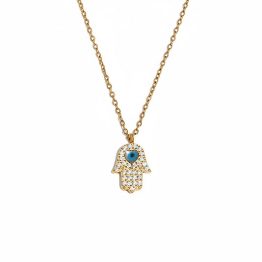 Hamsa Hand Necklace – 18K gold plated hamsa pendant by C'Bella Jewelry