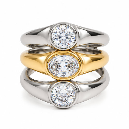 Two Tone Layered Zircon Ring – ring, alternate view 2