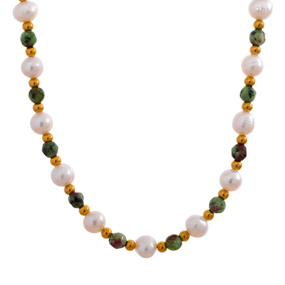 Pearl Stone Choker – handmade pearl necklace by C'Bella Jewelry