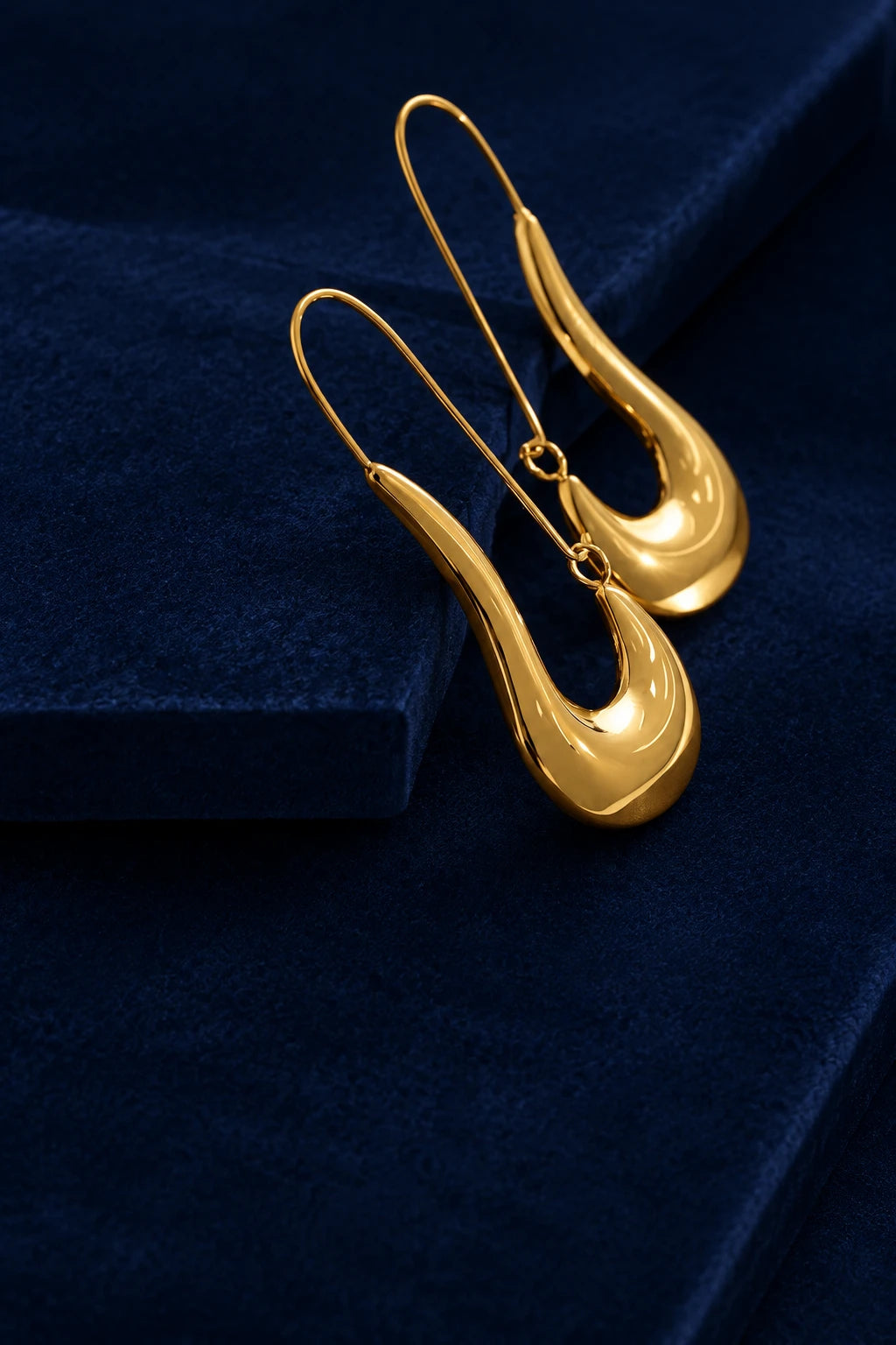 Geometric Statement Hoops in gold by C'Bella Jewelry