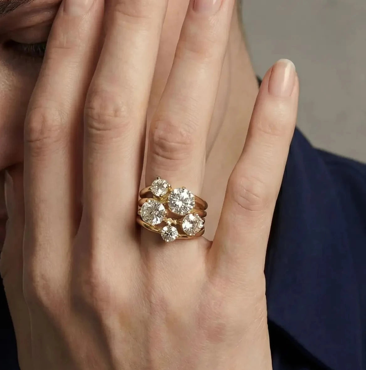 Pink Cluster Ring – waterproof gold ring by C'Bella Jewelry