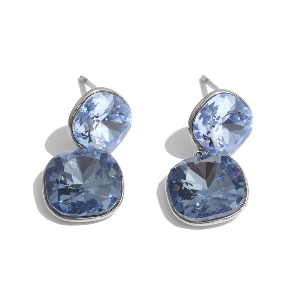 Crystal Square Drop Earrings by C'Bella Jewelry