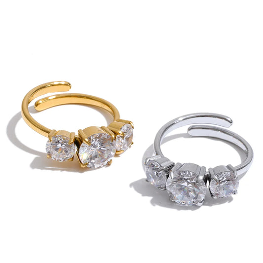 Trio Zircon Ring – waterproof adjustable ring by C'Bella Jewelry