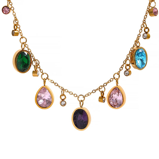 Rainbow Zircon Necklace – waterproof gold necklace by C'Bella Jewelry