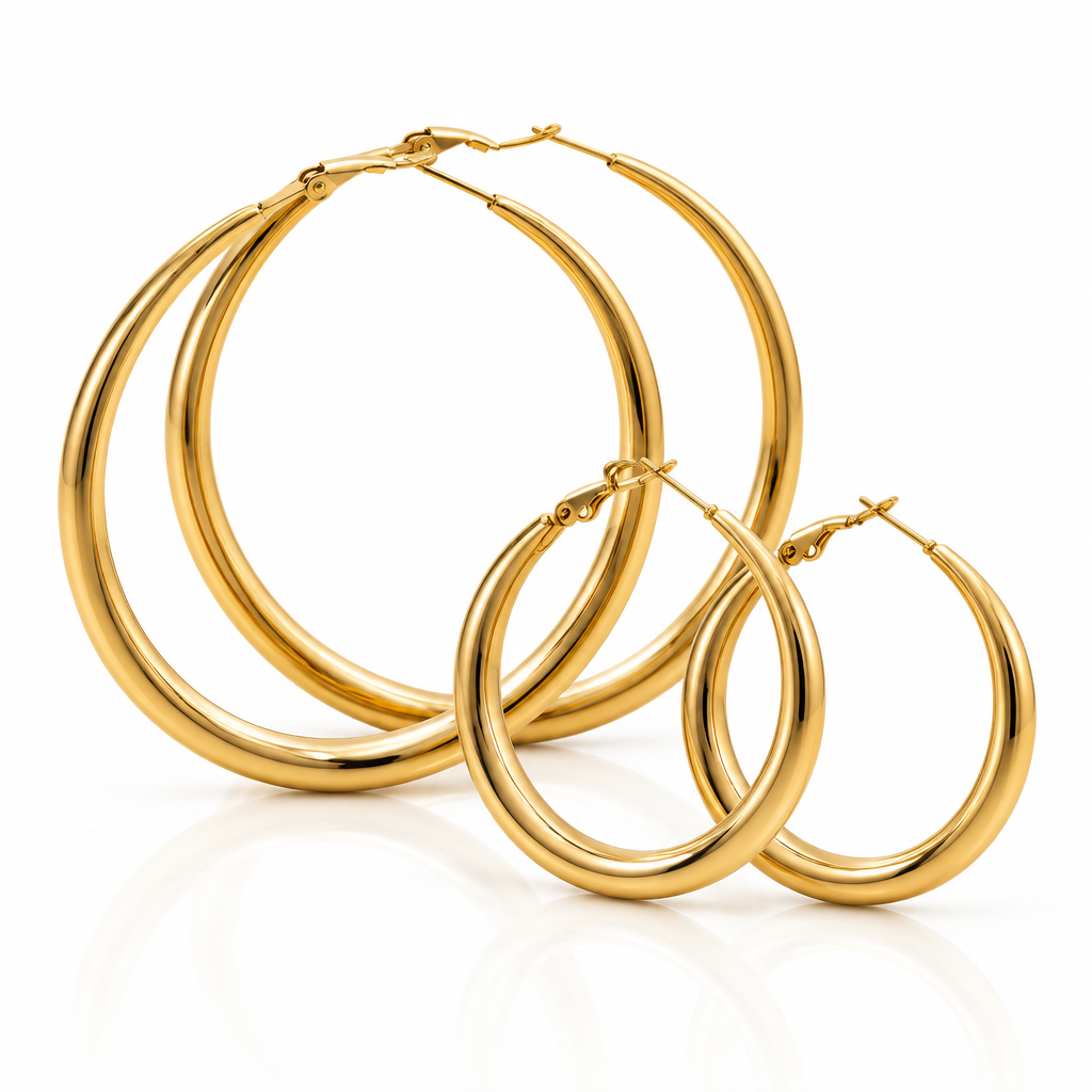Plain Statement Hoops, 14K gold plated hoop earrings