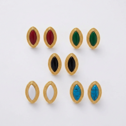 Navette Horse Eye Gold Earrings – view 3 | C'Bella Jewelry