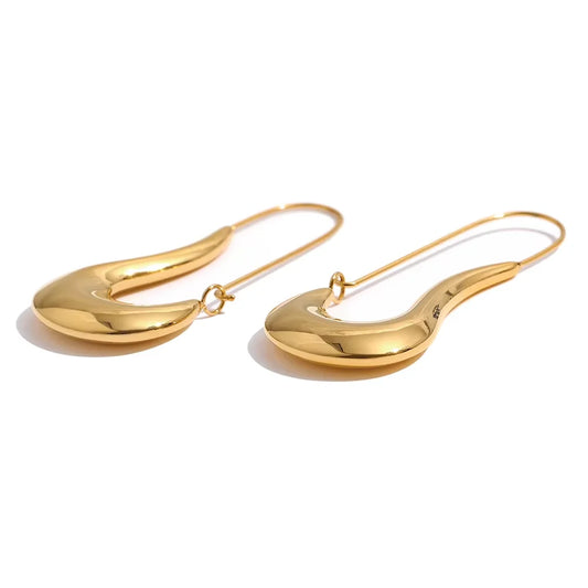 Geometric Statement Hoops in gold, waterproof stainless steel earrings by C'Bella Jewelry