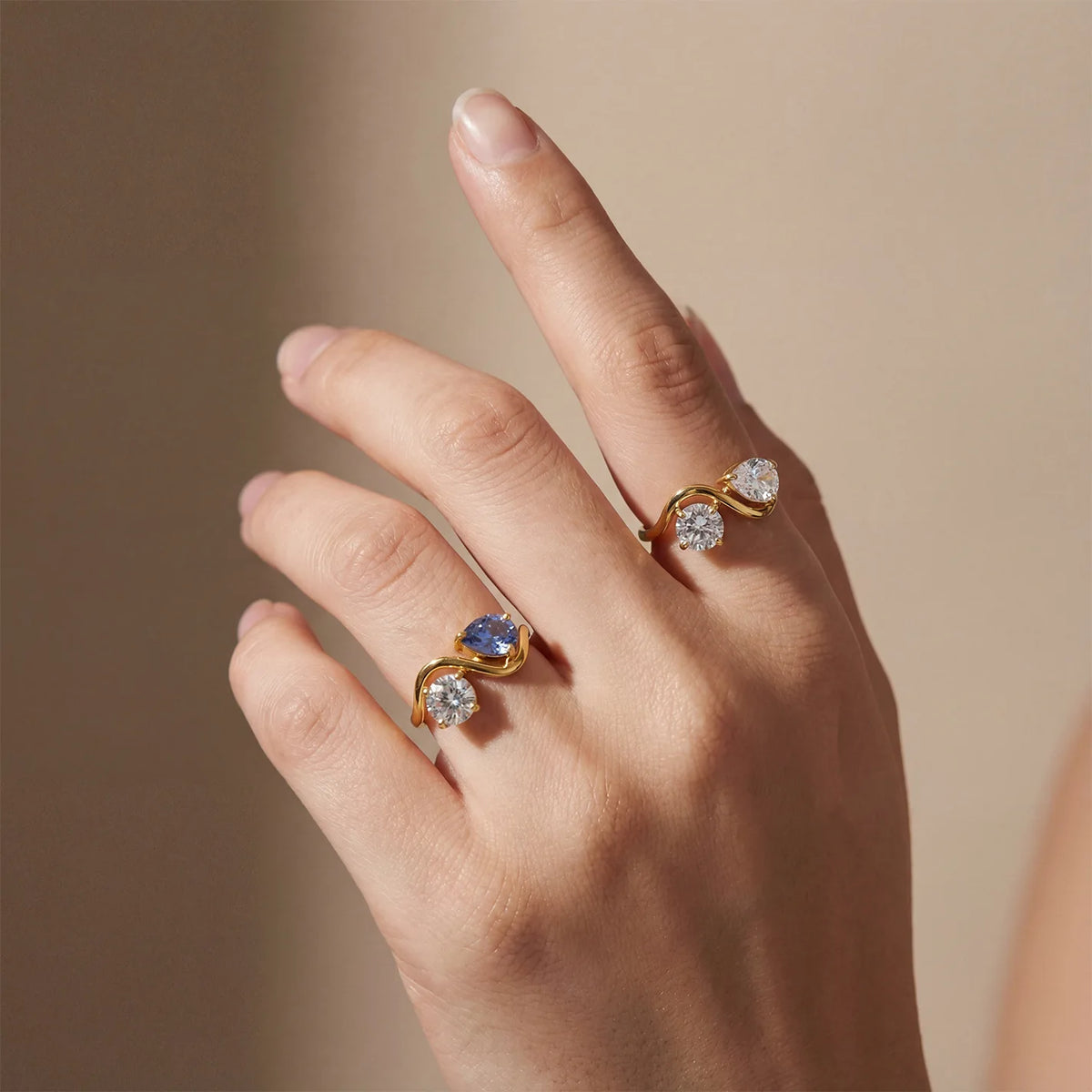Teardrop Curve Ring – waterproof gold ring by C'Bella Jewelry