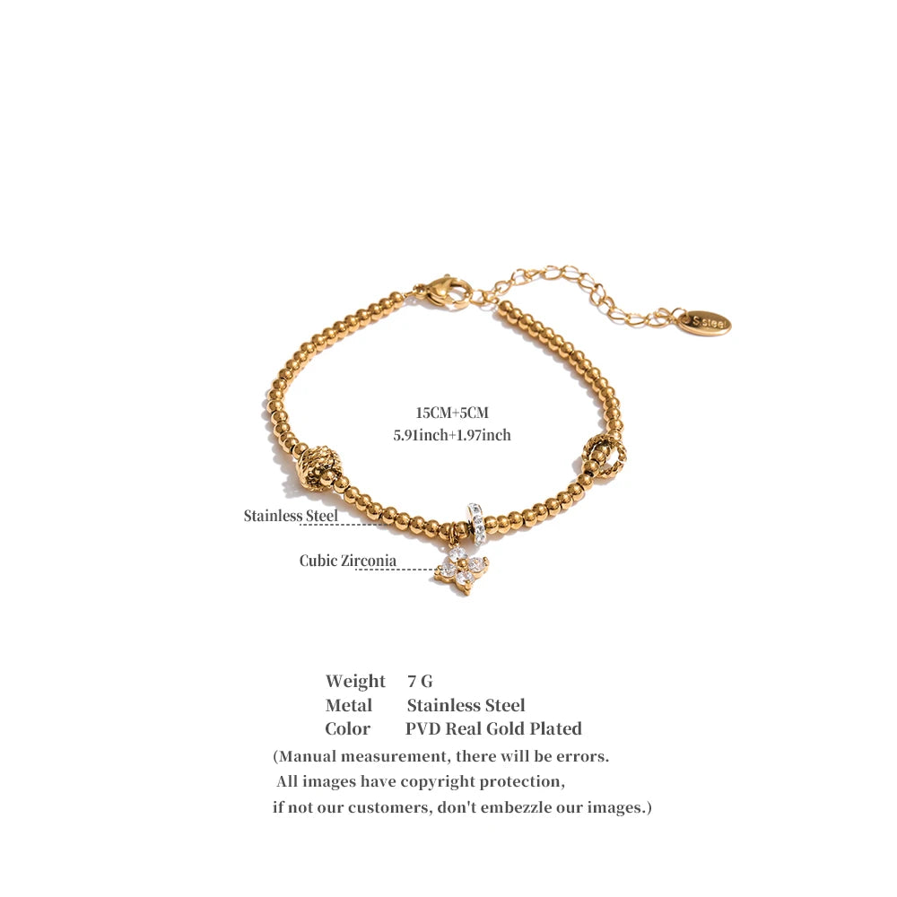Flower Charm Bead Bracelet – alternate view 2