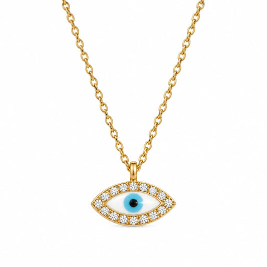 Evil Eye Charm Necklace – 18K gold plated evil eye pendant by C'Bella Jewelry