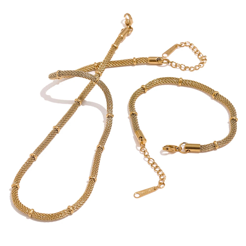 Classic Chain Set – waterproof gold necklace and bracelet by C'Bella Jewelry