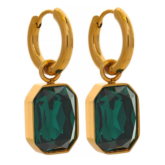 Esla Gemstone Gold Hoop Earrings – view 4 | C'Bella Jewelry