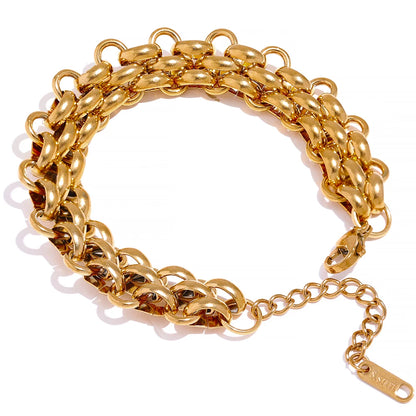 Wide Cuban Charm Bracelet – waterproof gold bracelet by C'Bella Jewelry