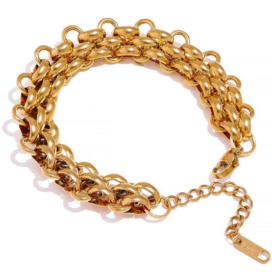 Wide Cuban Charm Bracelet – waterproof gold bracelet by C'Bella Jewelry