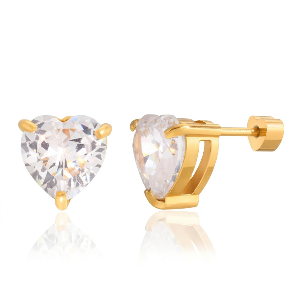 Solitaire Zircon Stud – Heart